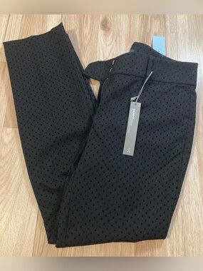 Loft Petites by Anne Taylor black polka dot skinny fitted ankle pants NWT 0p S